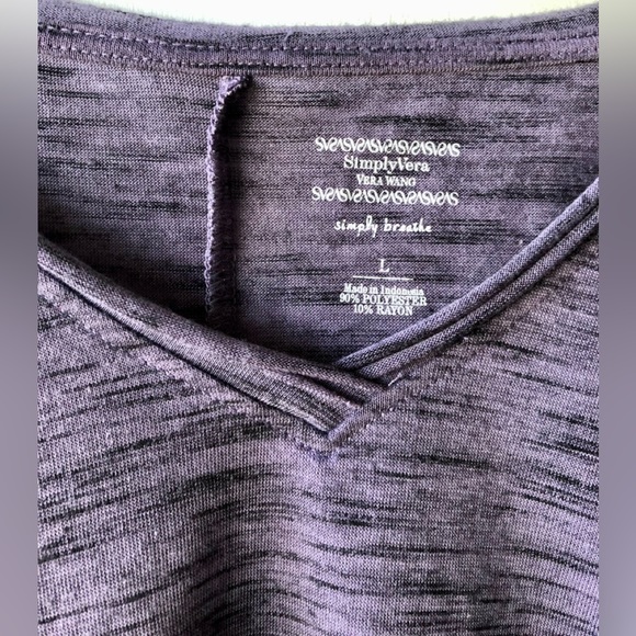 Simply Vera Wang Purple Black Heathered Free Form Bat Wing Sleeve Knit Top Large - Picture 2 of 4